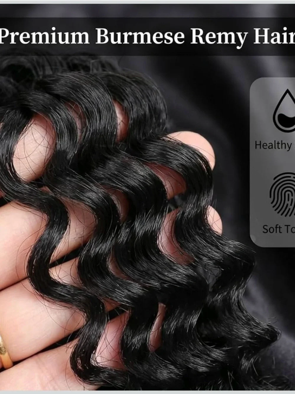 Natural Black Deep Wave Clip-In Extensions for Women
